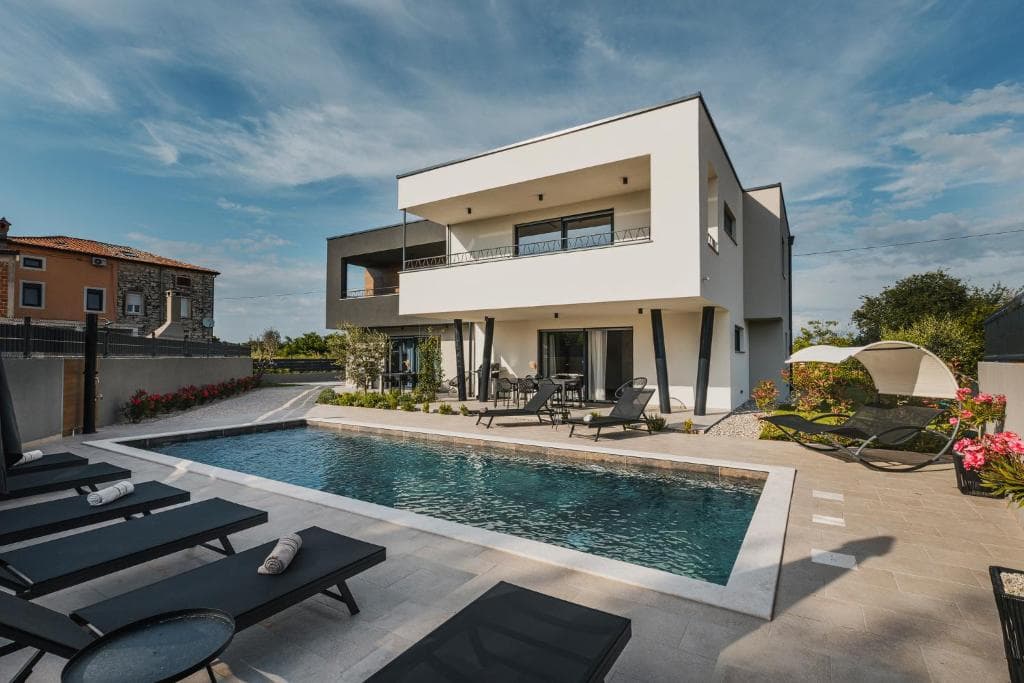 Luxury villa in Umag, Croatia with stunning Adriatic Sea view and Mediterranean coastal landscape